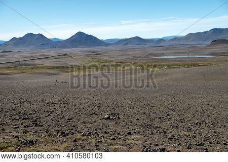 Dark Lava Desert - Great Vastness In Iceland Highlands