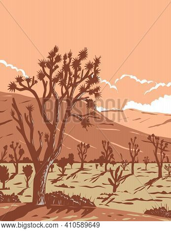 Wpa Poster Art Of The Joshua Tree In The Mojave Desert, An Arid Rain-shadow Desert Within Southeaste