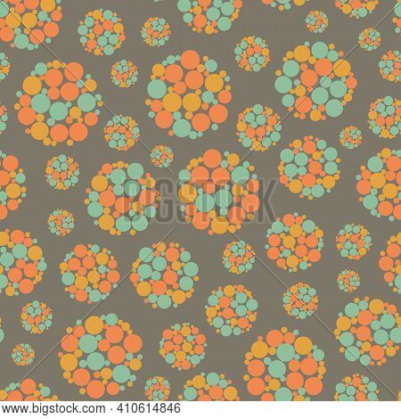 Abstract Allium Flower Seedhead Seamless Vector Pattern Background. Midcentury Modern Color Backdrop