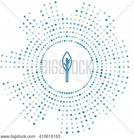 Blue Line Indian Feather Icon Isolated On White Background. Native American Ethnic Symbol Feather. A