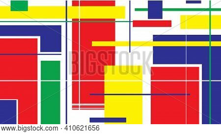 Pattern With Colorful Rectanges And Lines On White Background