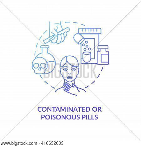 Contaminated Or Poisonous Pills Concept Icon. Online Pharmacy Idea Thin Line Illustration. Safe Shop