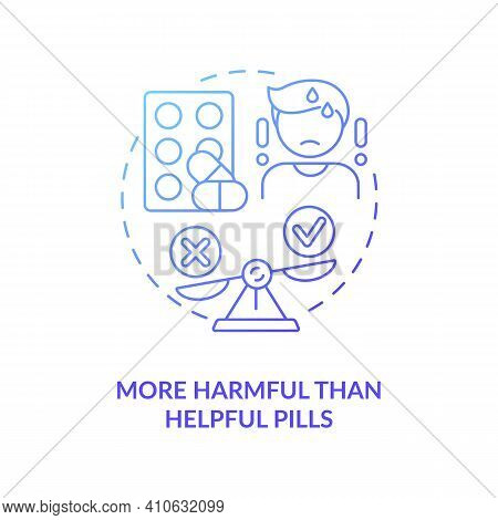 More Harmful Than Helpful Pills Concept Icon. Online Drug Store Idea Thin Line Illustration. Safe Sh
