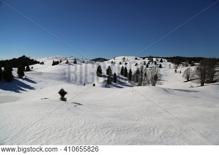View Of The Landscape Near The Col Dei Scios In Friuli Venezia Giulia, Italy. High Quality Photo