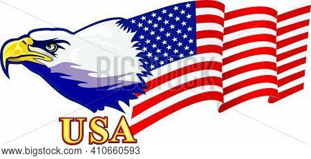 American Eagle. The Eagle And Flag Of The United States Of America