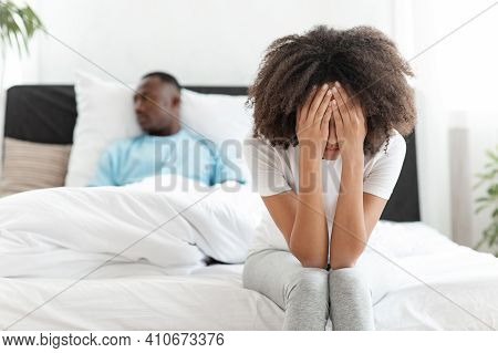 Sad Lovers After Quarrel, Ignoring, Avoiding Sex, Frustrated Couple Not Talking, Feeling Hurt Or Stu