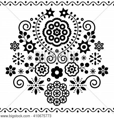 Polish Folk Art Vector Design With Flowers Inspired By Traditional Highlanders Embroidery Lachy Sade