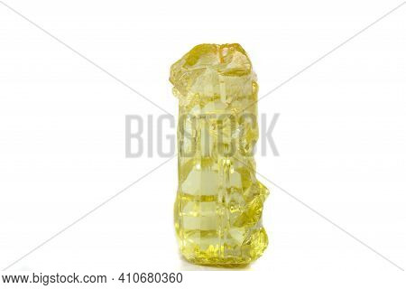Macro Mineral Beryl Heliodor Stone On White Background