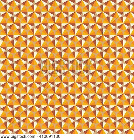 Vector. Modern Geometric Abstract Seamless Pattern. Retro Color Palette. Hexagons And Triangle Shape