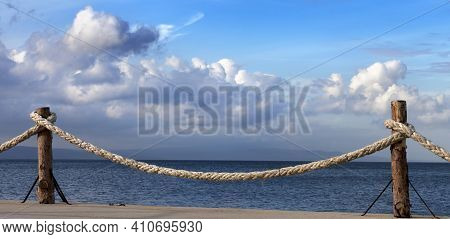 Panoramic View On Seafront And Sky With Sunlight Clouds In Autumn Evening. Turkey, Erdek, Coast Of M