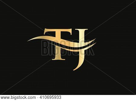 Initial Gold Letter Tj Logo Design. Tj Logo Design With Modern Trendy