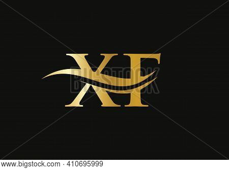 Xf Letter Logo Design. Premium Letter Xf Logo Design With Water Wave Concept