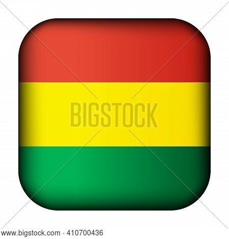 Glass Light Ball With Flag Of Bolivia. Squared Template Icon. National Symbol. Glossy Realistic Cube