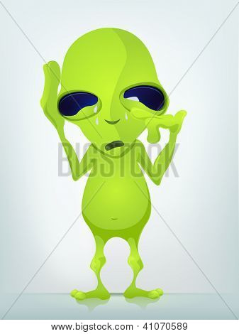 Cartoon Character Funny Alien. Vector Illustration.