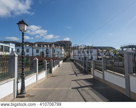 Puerto De Mogan, Gran Canaria, Canary Islands, Spain December 18, 2020: Traditional Colorful Houses 