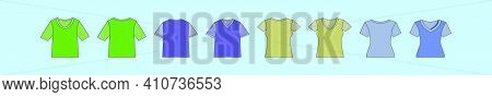 Set Of Shirt Cartoon Icon Design Template With Various Models. Modern Vector Illustration Isolated O