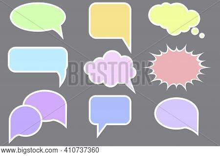 Bubble Speech Colored. Vector Illustration. Round Shape. Sticker Design. Stock Image. Eps 10.