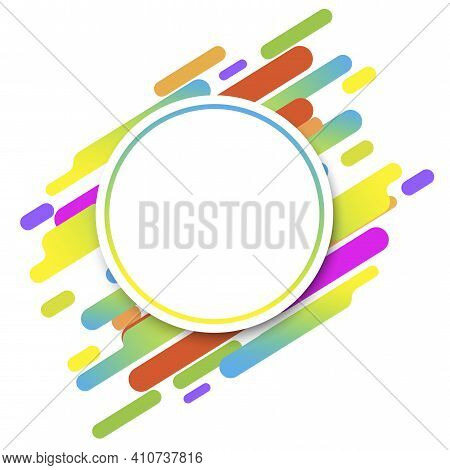 White Circle Colored Stripes In Abstract Style. Abstract Template. Graphic Element Vector.  Stock Im