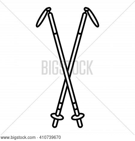 Nordic Walking Sticks Icon. Tourist And Hiking Equipment. Hiking, Rock Climbing, Mountaineering.vect