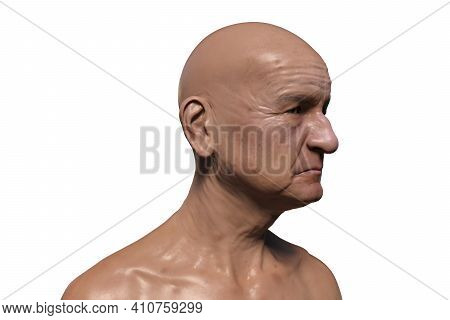 Old Man Isolated On White Background, 3d Illustration
