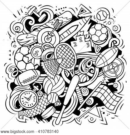 Sport Cartoon Doodle Illustration. Funny Art Design.