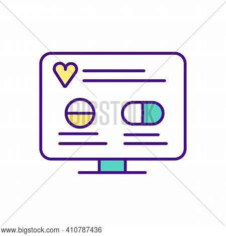 Computer Screen With Pills And Capsules Rgb Color Icon. Buying Medicine Online Tips. Choose Reputabl