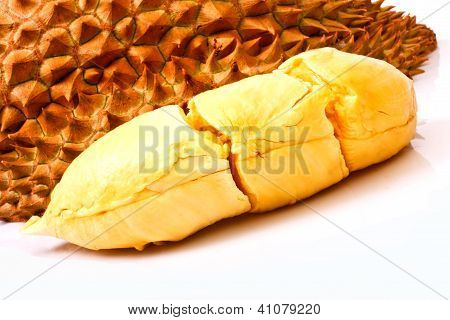 Freshness Of Durian Flesh On White Background