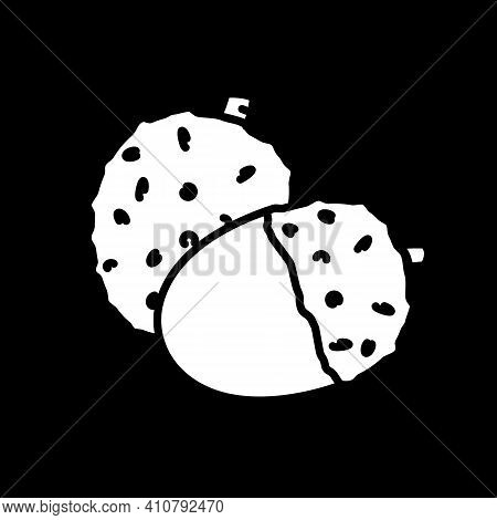 Chestnut Dark Mode Glyph Icon. Nut For Roasting, Cooking Soup Ingredient. Healthy Eating, Raw Food. 