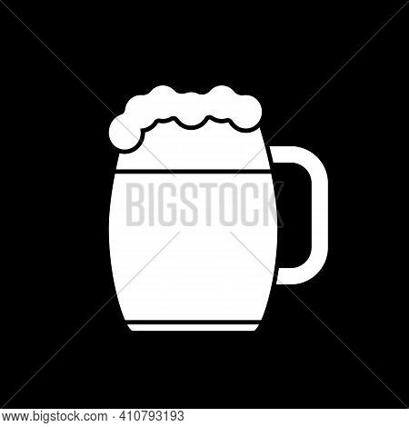 Beer Mug Dark Mode Glyph Icon. Drinking Alcohol In Pub. Cup With Lager, Ale With Froth, Stout In Pin