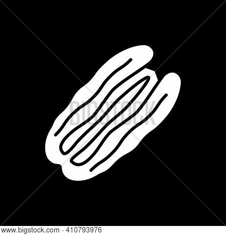 Pecan Nut Dark Mode Glyph Icon. Healthy Eating. Kernel With Protein. Vitamin And Nutrient Nut. Nutri