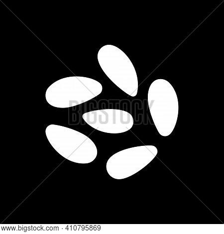 Pine Nuts Dark Mode Glyph Icon. Sunflower Seeds, Kernels For Healthy Eating. Cookery Ingredient. Gro