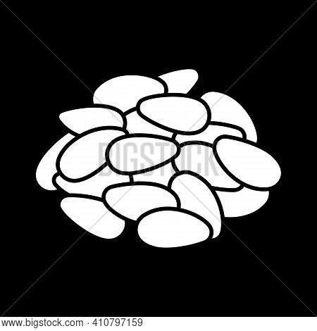 Sunflower Seeds Dark Mode Glyph Icon. Pine Nuts. Nutrient Dietary Food. Cookery Ingredient. Grocery 