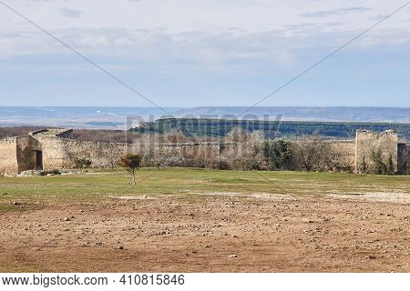 Ruins Of The Walls Of The Medieval Fortress Chufut-kale, Crimea