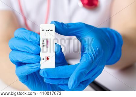 Covid Rapid Test. Negative Test Result By Using Rapid Test Device For Covid-19 Coronavirus