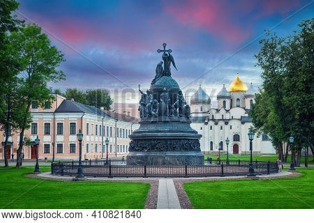 Novgorod, Russia -  July 12 2016: The Millennium Of Russia Is A Bronze Monument In The Novgorod Krem