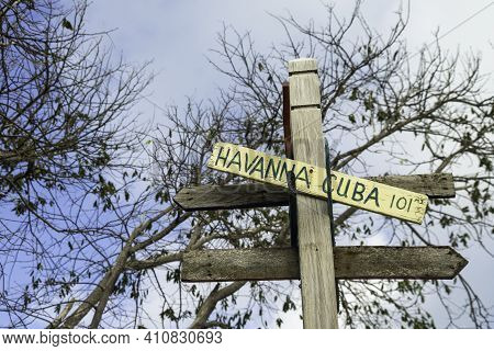 Havanna Cuba Sign At Bahia Honda State Park In The Florida Keys. March 2021