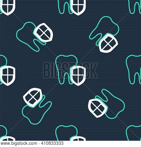 Line Dental Protection Icon Isolated Seamless Pattern On Black ...