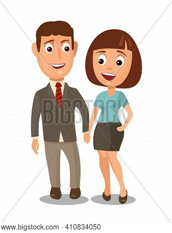 Couple Holding Hands. Color Flar Vector Illustration Isolated White Background