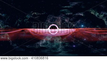 3d Illustration. Outer Space And Black Hole Texture 360 Degrees. Spherical Projection. Environment O