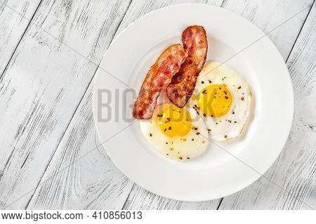 Fried Eggs With Bacon Rashers