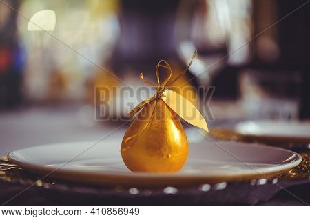 Restaurant Table Setout With White Plates And Silverware