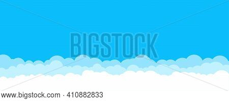 Blue Sky With White Clouds Layers. Sky With Clouds Background Banner Template. Stock Vector