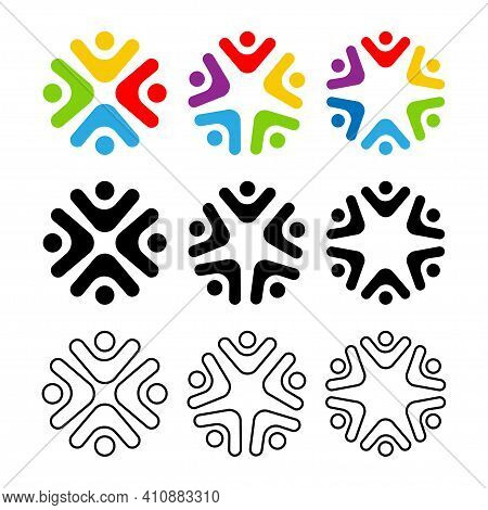 Group People Icon. Teamwork Colored Sign Collection. Business Peopple Conference. Stock Vector.