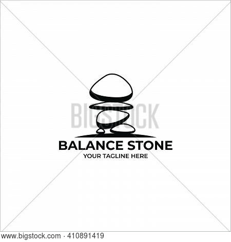 Balance Stone Logo Vector Illustration Design Vintage Icon Line