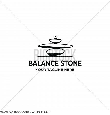 Balance Stone Logo Vector Illustration Design Vintage Icon Line