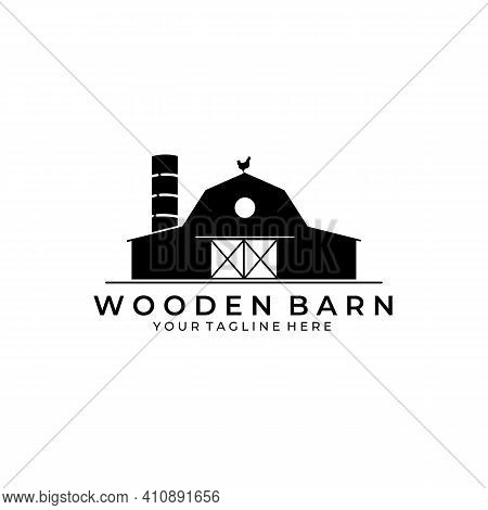 Forest Wooden Barn House Logo Vector Illustration Design Vintage Icon