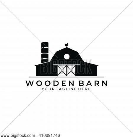 Forest Wooden Barn House Logo Vector Illustration Design Vintage Icon