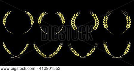Gold Wreaths. Vector Illustration Design. Floral Background. Sticker Design. Stock Image. Eps 10.
