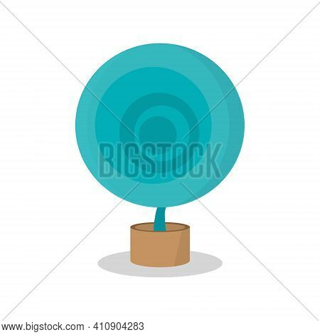 Round Green Flower In A Pot. The Flower Is Round In Shape With Circles Inside. A Modern Image Of A P