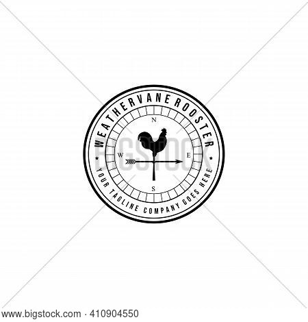 Emblem Weather Vane Rooster Logo Vector Illustration Design Linear